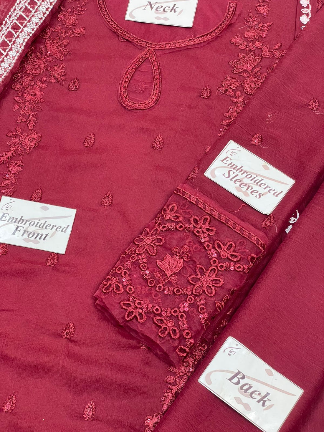 Premium Embroidered Chiffon Suit with Malai Trouser