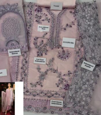 Premium Embroidered Organza Adda Work Suit with Dupatta